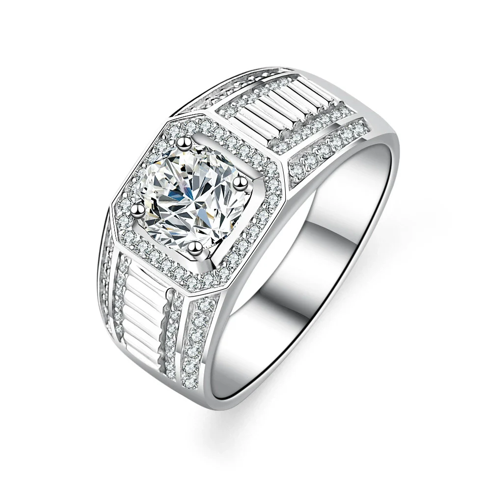 Wholesale 925 Sterling Silver Platinumplated Heart Moissanite Ring For Men - Image 4