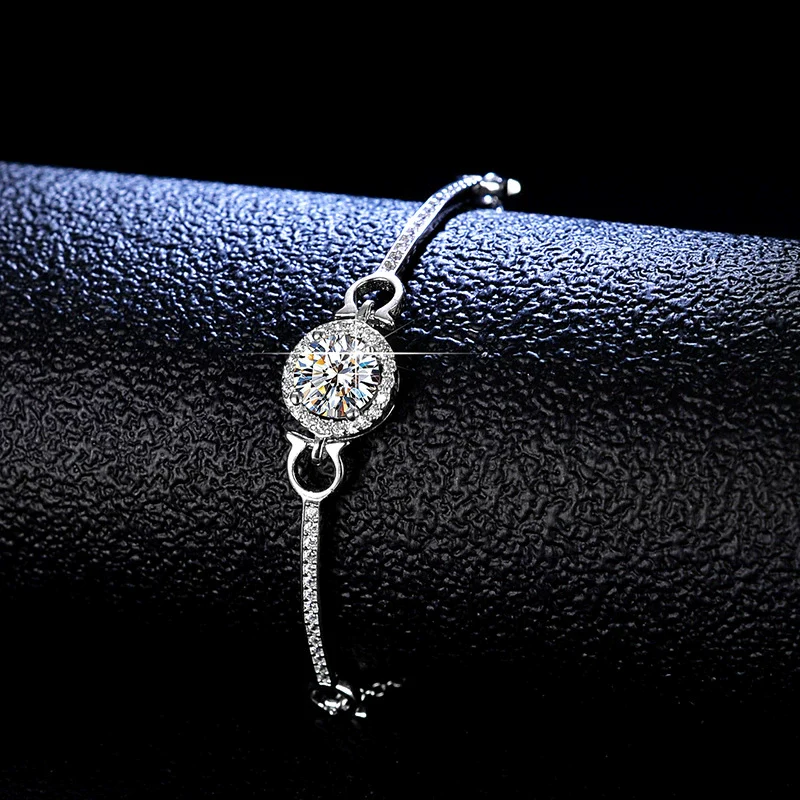 Wholesale 925 Sterling Silver Women's Simple Geometric Moissanite Bracelet - Image 2