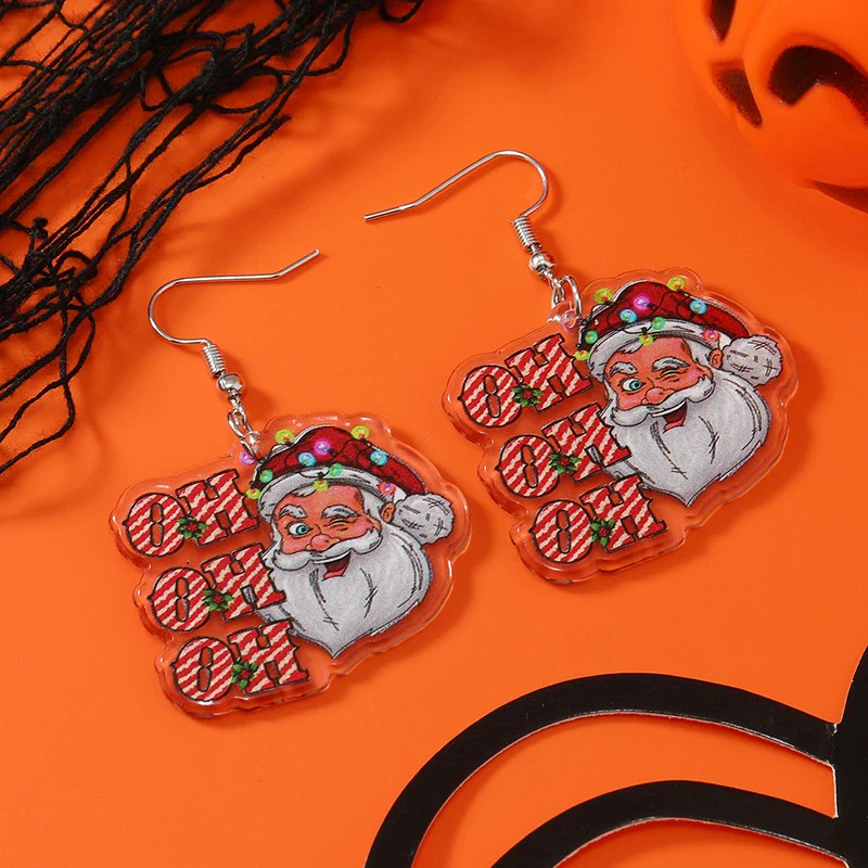 Wholesale Acrylic Cartoon Geometric Christmas Earrings For Women - Image 10