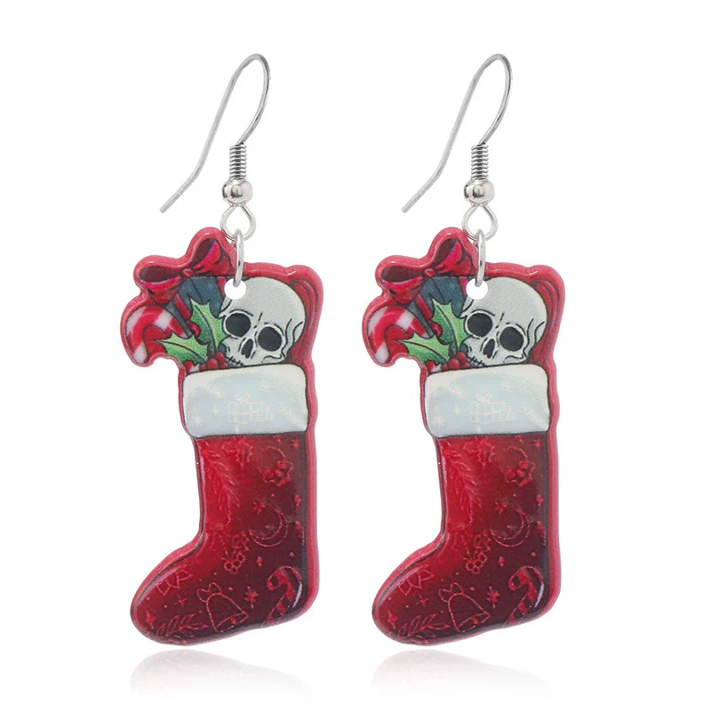 Wholesale Acrylic Cartoon Geometric Christmas Earrings For Women - Image 5