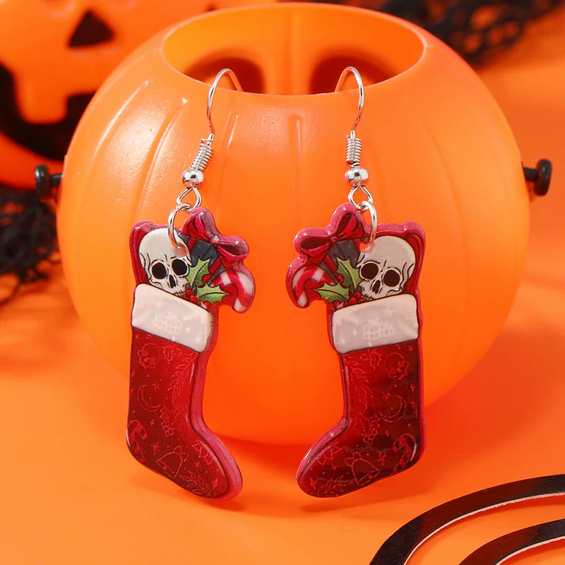 Wholesale Acrylic Cartoon Geometric Christmas Earrings For Women - Image 9