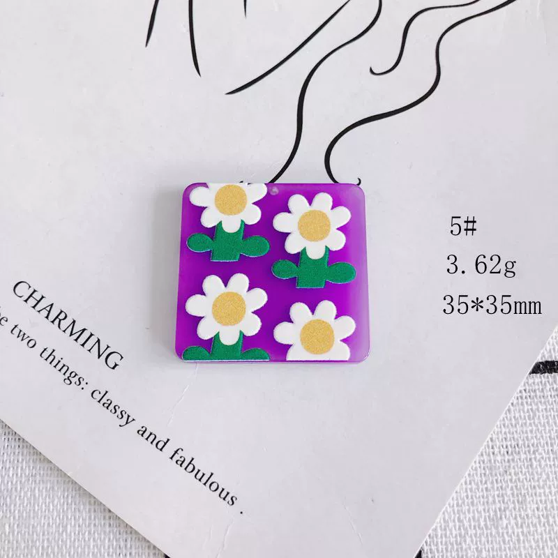 Wholesale Acrylic Cute Cartoon Flower Three Dimensional Relief Small Pendant Earrings Jewelry Accessories - Image 10