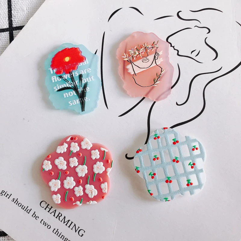 Wholesale Acrylic Cute Cartoon Flower Three Dimensional Relief Small Pendant Earrings Jewelry Accessories - Image 4