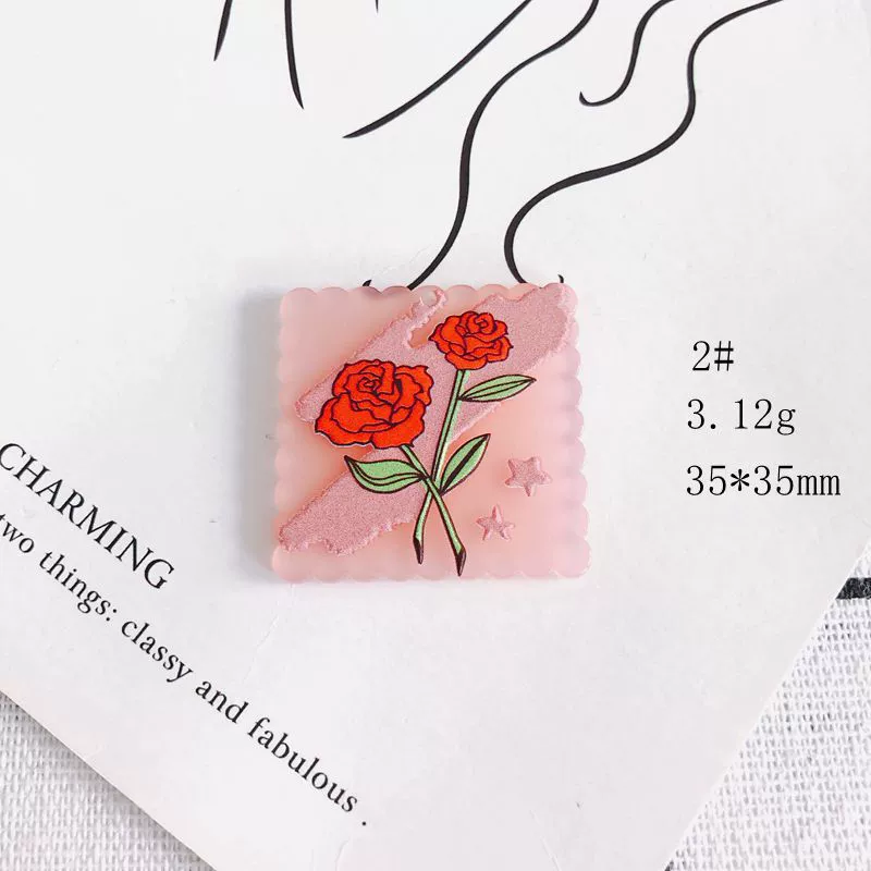 Wholesale Acrylic Cute Cartoon Flower Three Dimensional Relief Small Pendant Earrings Jewelry Accessories - Image 7