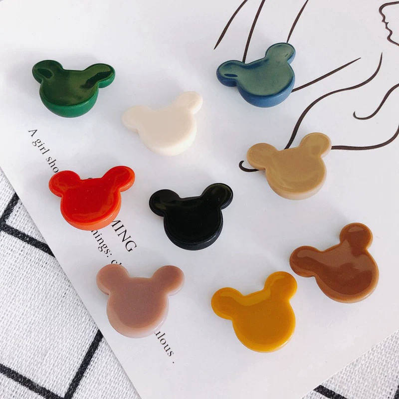 Wholesale Acrylic Diy Accessories Matte Frosted Rubber Painted Micky Head Patch Hairpin With Environmental Protection Treatment - Image 3