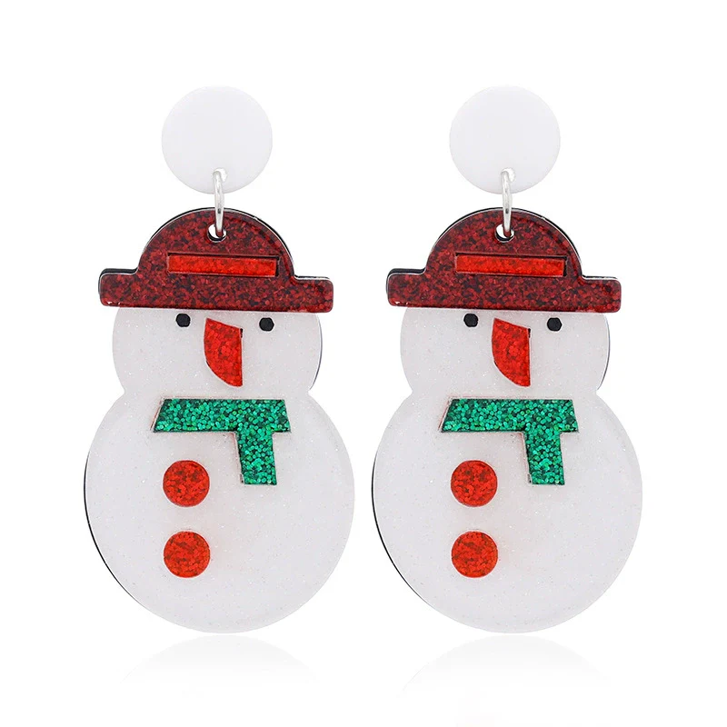 Wholesale Acrylic Geometric Christmas Cartoon Mini Snowman Christmas Tree Boots Gloves Snowflake Earrings For Women - Image 10