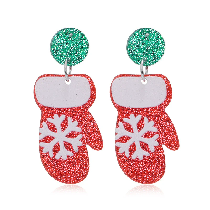 Wholesale Acrylic Geometric Christmas Cartoon Mini Snowman Christmas Tree Boots Gloves Snowflake Earrings For Women - Image 6