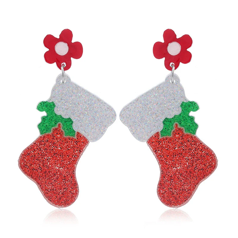 Wholesale Acrylic Geometric Christmas Cartoon Mini Snowman Christmas Tree Boots Gloves Snowflake Earrings For Women - Image 8