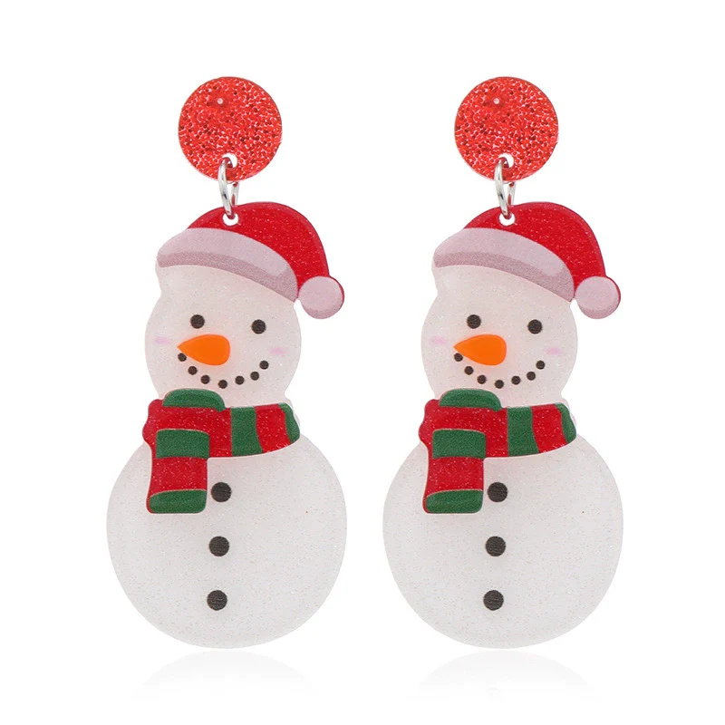 Wholesale Acrylic Geometric Christmas Cartoon Mini Snowman Christmas Tree Boots Gloves Snowflake Earrings For Women - Image 9
