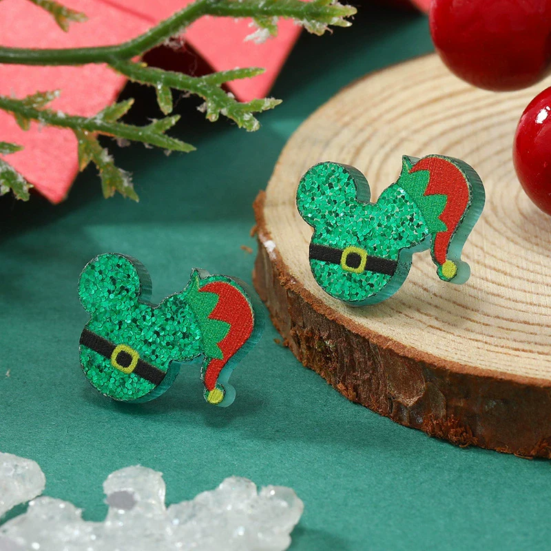 Wholesale Acrylic Geometric Christmas Magic Hat Snowman Earrings For Women - Image 3