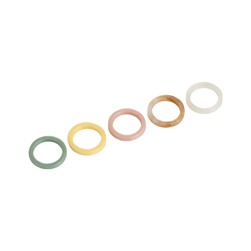 Wholesale Acrylic Geometric Fivepiece Ring Set New Ins Fashionable Small Fresh Candy Color For Women - Image 4