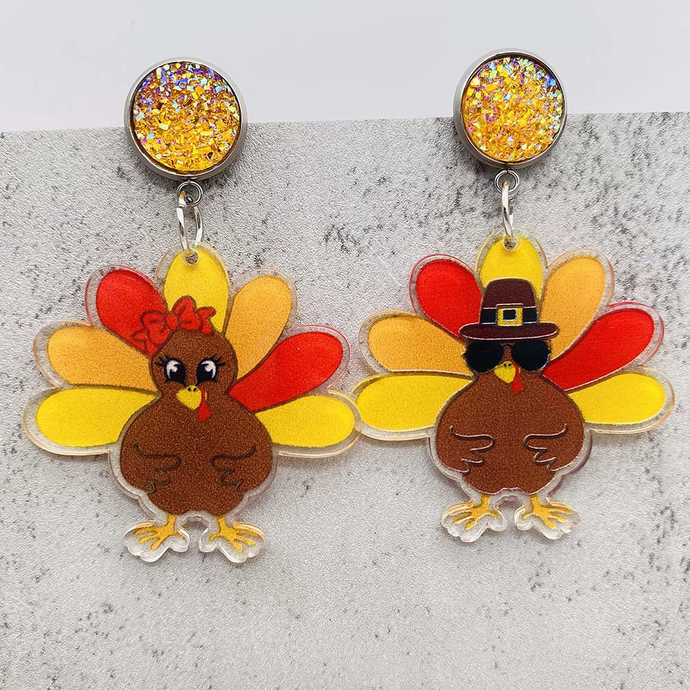 Wholesale Acrylic Handmade Turkey Asymmetric Pendant Earrings With Cartoon Characters And Geometric Patterns For Women - Image 11
