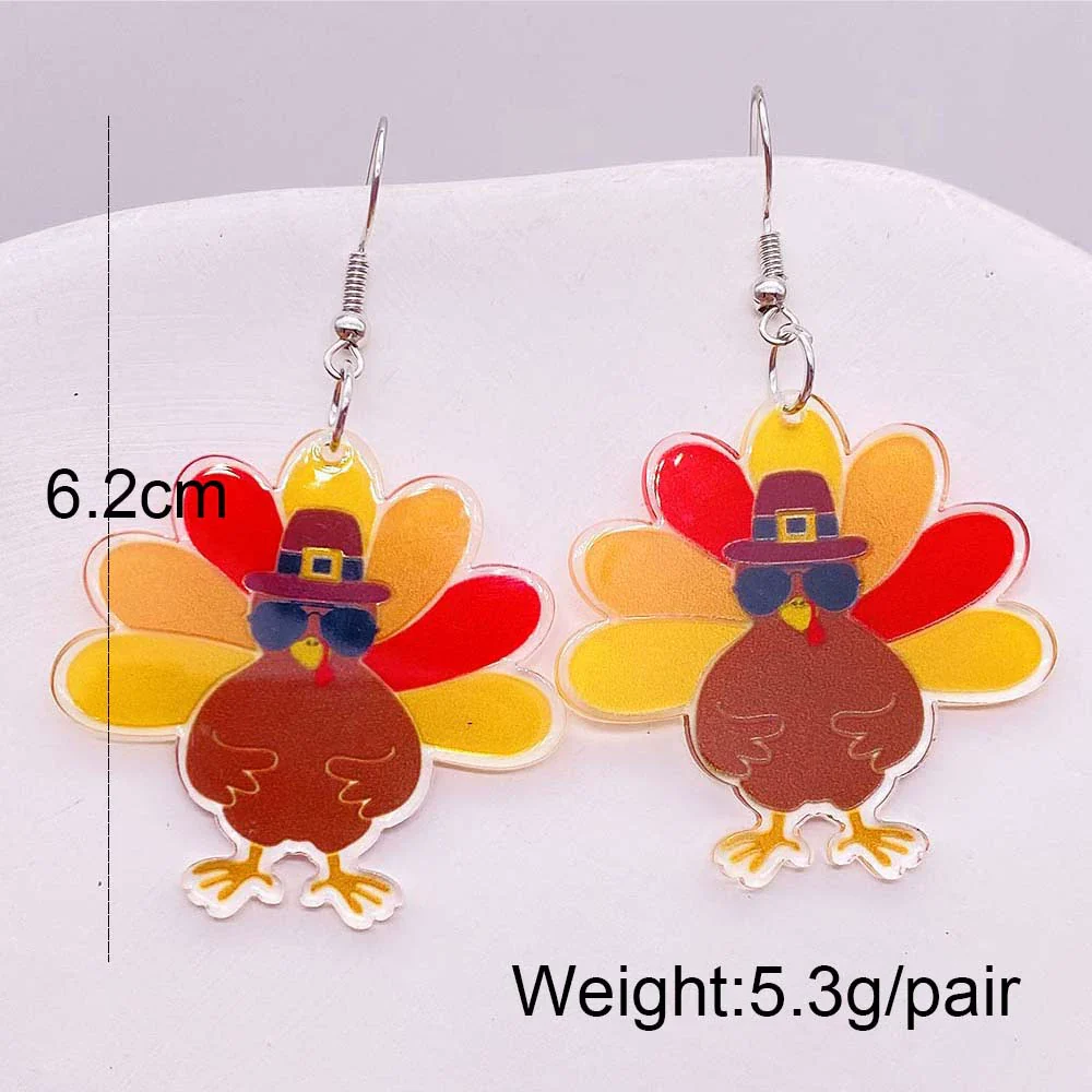 Wholesale Acrylic Handmade Turkey Asymmetric Pendant Earrings With Cartoon Characters And Geometric Patterns For Women - Image 4