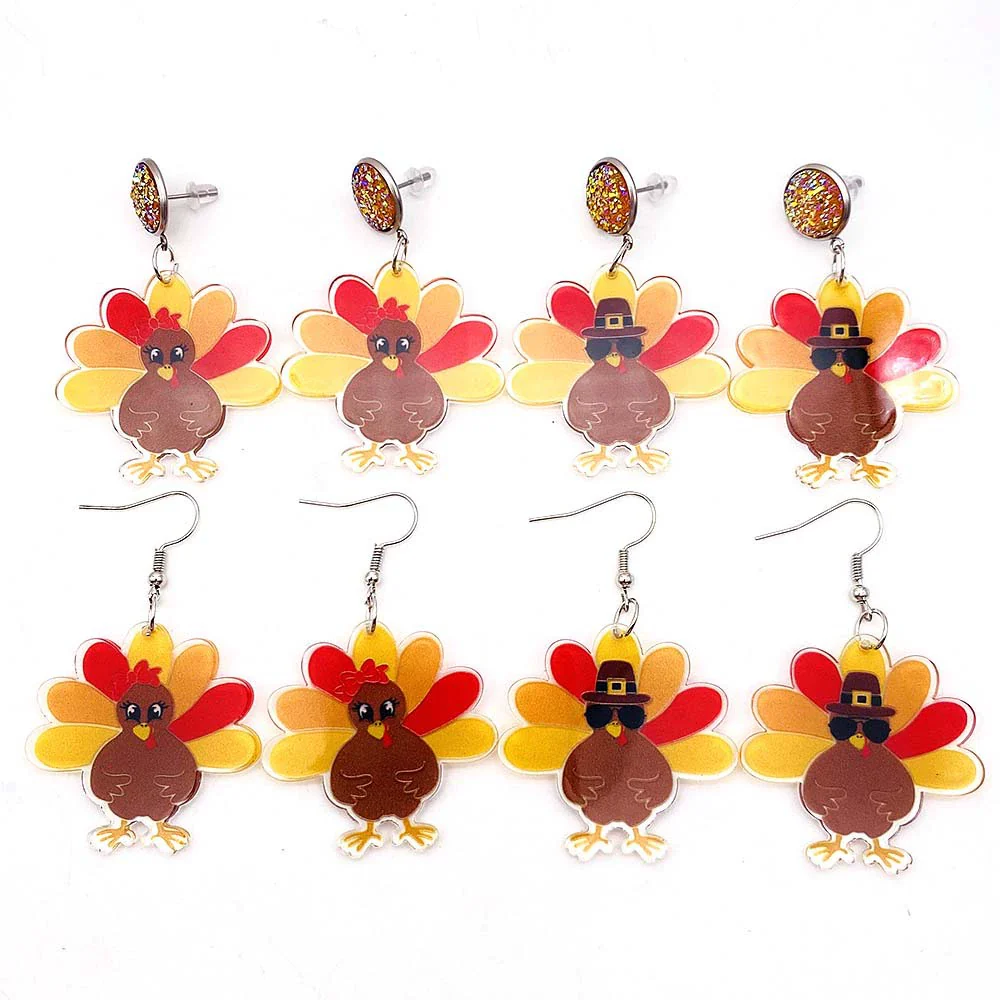 Wholesale Acrylic Handmade Turkey Asymmetric Pendant Earrings With Cartoon Characters And Geometric Patterns For Women - Image 5