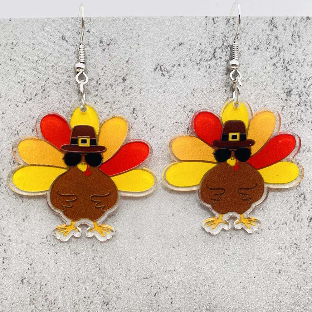 Wholesale Acrylic Handmade Turkey Asymmetric Pendant Earrings With Cartoon Characters And Geometric Patterns For Women - Image 6