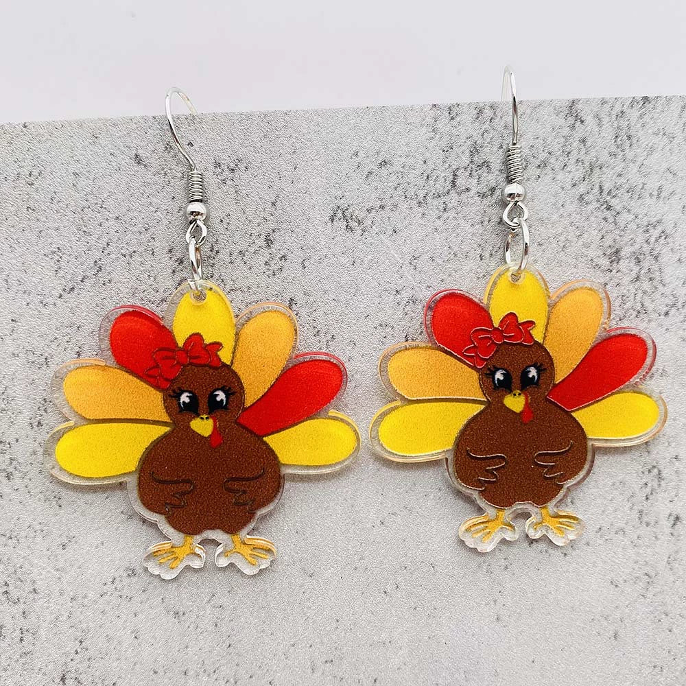 Wholesale Acrylic Handmade Turkey Asymmetric Pendant Earrings With Cartoon Characters And Geometric Patterns For Women - Image 7