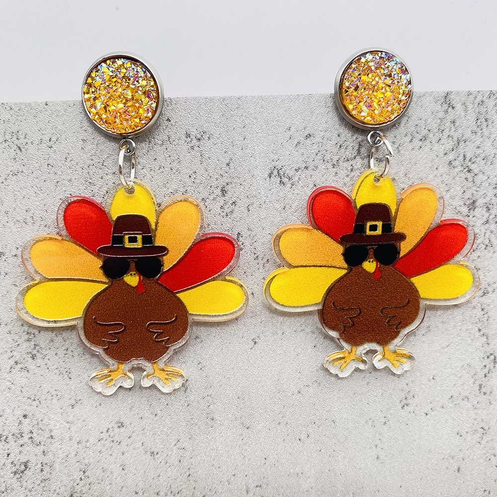 Wholesale Acrylic Handmade Turkey Asymmetric Pendant Earrings With Cartoon Characters And Geometric Patterns For Women - Image 9
