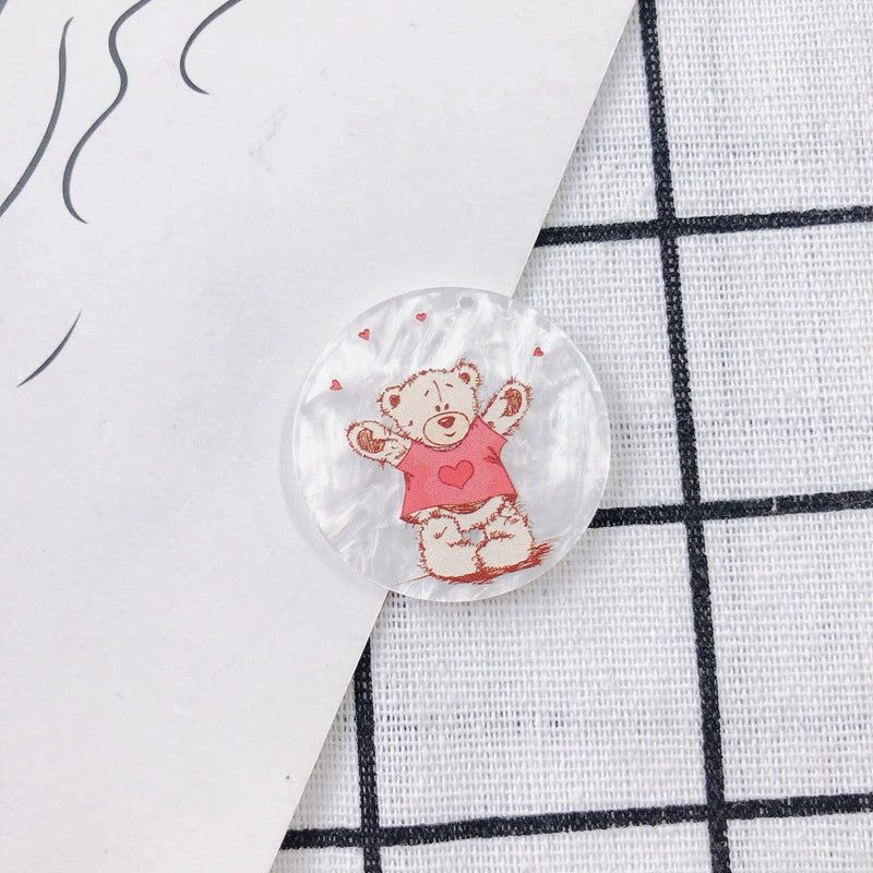 Wholesale Acrylic Resin Geometric Round Relief Rabbit Owl Patch Printing Pendant Jewelry Accessories - Image 7