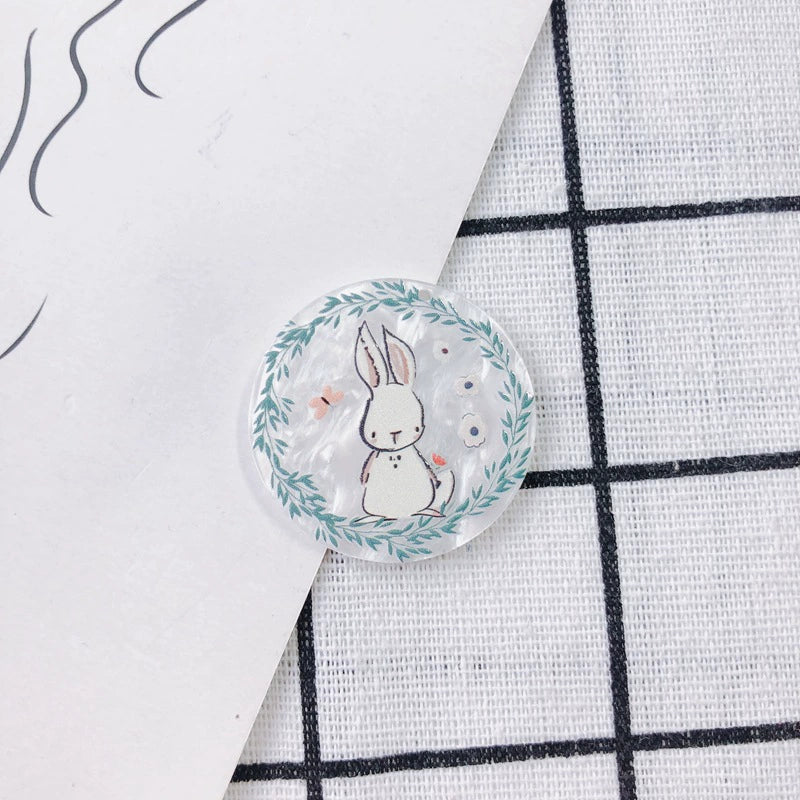 Wholesale Acrylic Resin Geometric Round Relief Rabbit Owl Patch Printing Pendant Jewelry Accessories - Image 8