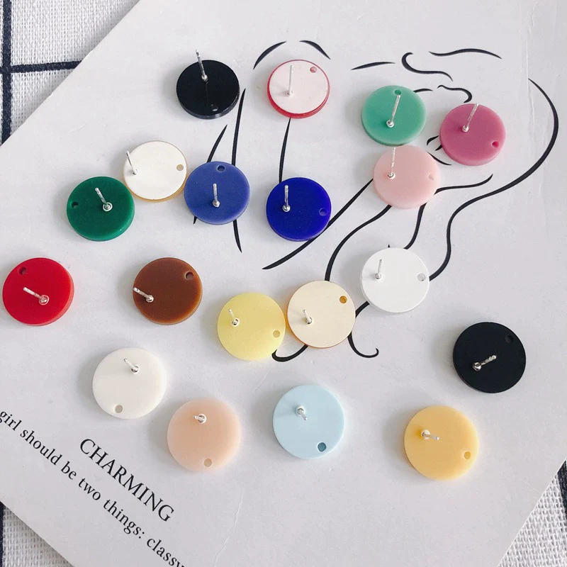 Wholesale Acrylic Stud Earrings Round Shape Solid Color Simple And Sweet Style Environmental Protection Treatment - Image 3