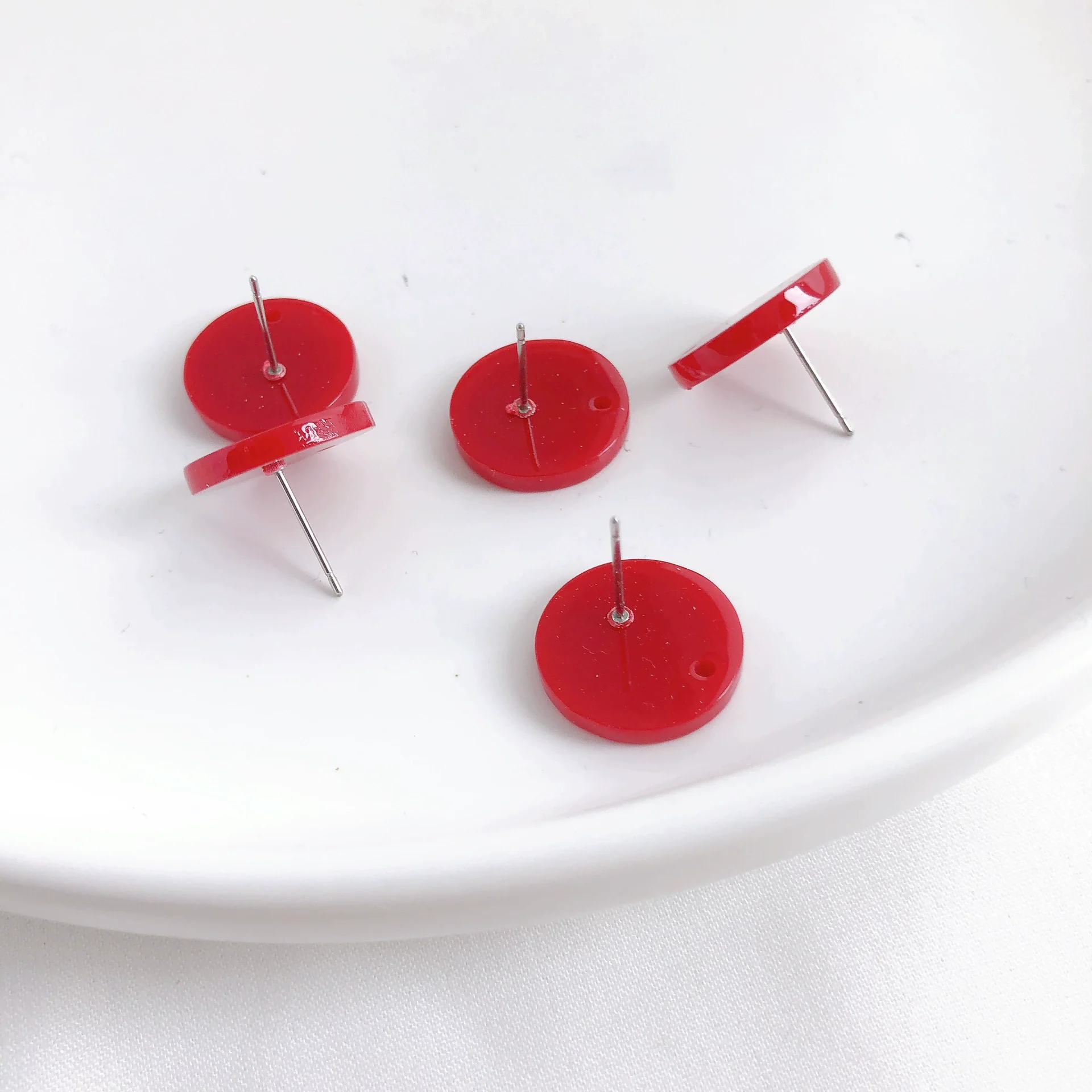 Wholesale Acrylic Stud Earrings Round Shape Solid Color Simple And Sweet Style Environmental Protection Treatment - Image 33