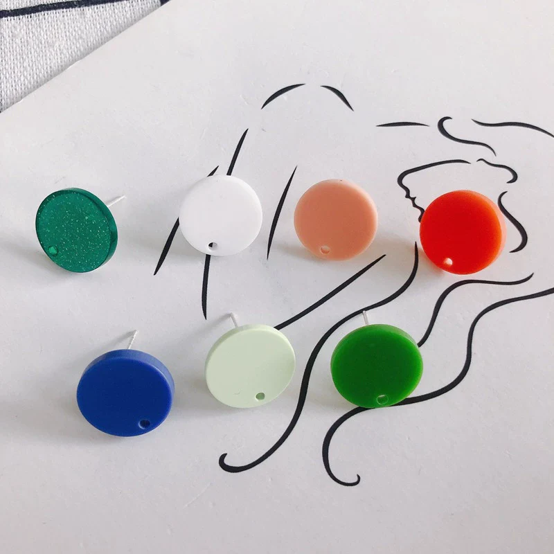 Wholesale Acrylic Stud Earrings Round Shape Solid Color Simple And Sweet Style Environmental Protection Treatment - Image 4