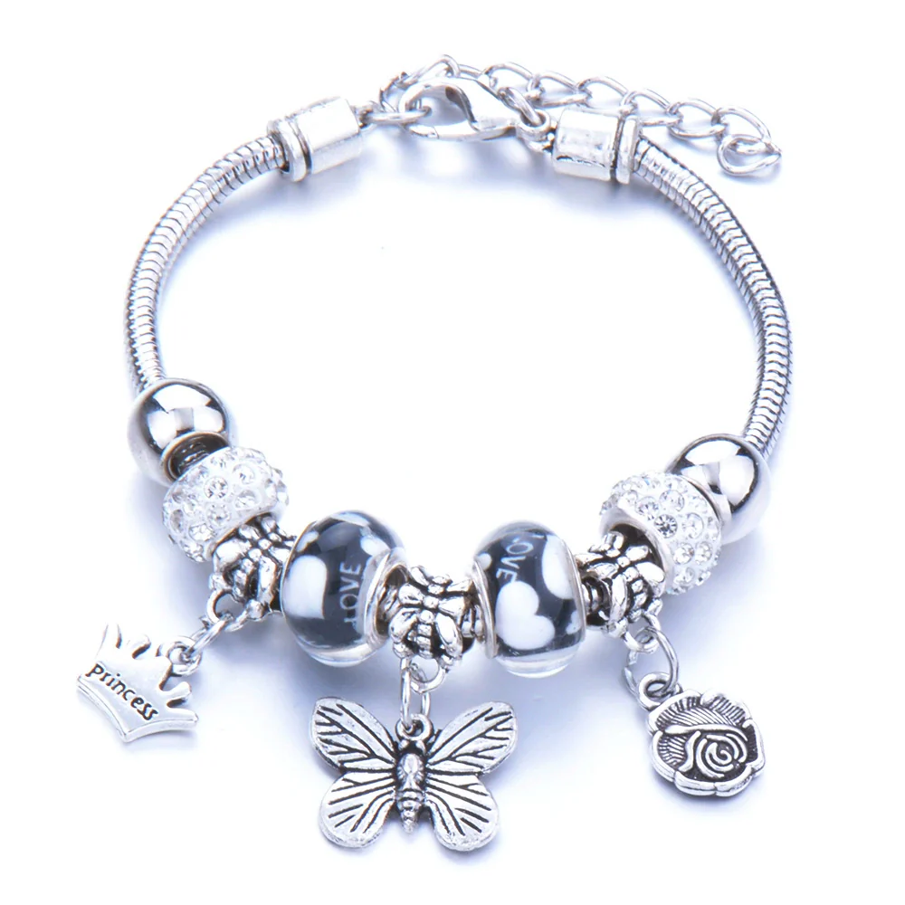 Wholesale Adjustable Beaded Bracelet With Butterfly Pendant For Girls Alloy Geometric Pattern Electroplated - Image 7
