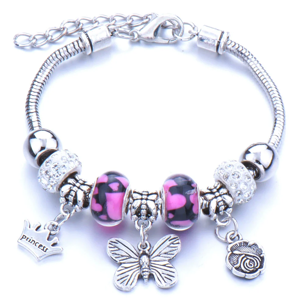 Wholesale Adjustable Beaded Bracelet With Butterfly Pendant For Girls Alloy Geometric Pattern Electroplated - Image 8