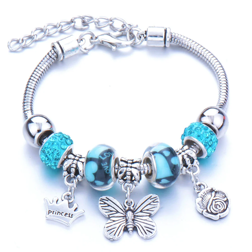 Wholesale Adjustable Beaded Bracelet With Butterfly Pendant For Girls Alloy Geometric Pattern Electroplated - Image 9