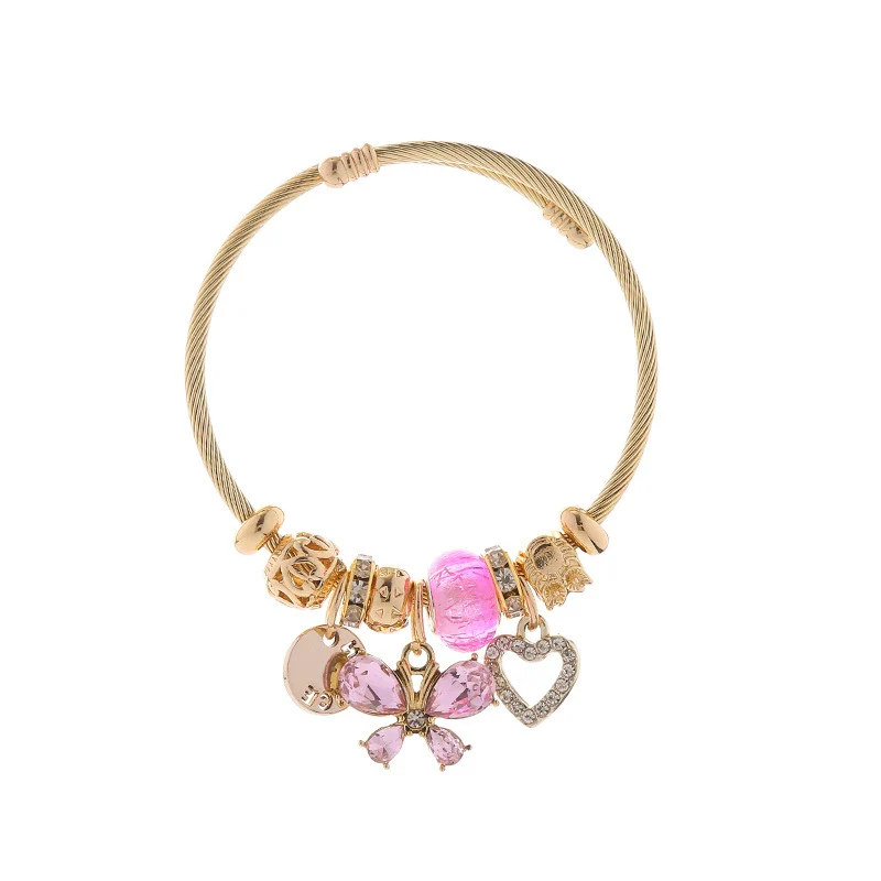 Wholesale Adjustable Couple Beaded Bracelet With Heart And Insect Patterns Made Of Stainless Steel And Alloy With Diamond Treatment For Women - Image 4