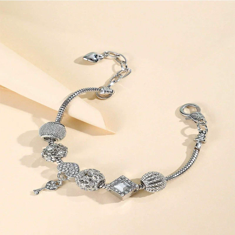 Wholesale Adjustable Electroplated Geometric Heartshaped And Rhombus Alloy Bracelet For Unisex - Image 3