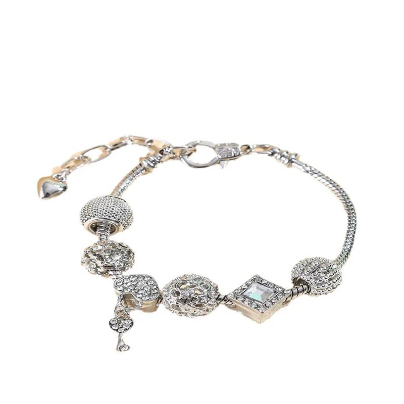 Wholesale Adjustable Electroplated Geometric Heartshaped And Rhombus Alloy Bracelet For Unisex - Image 5