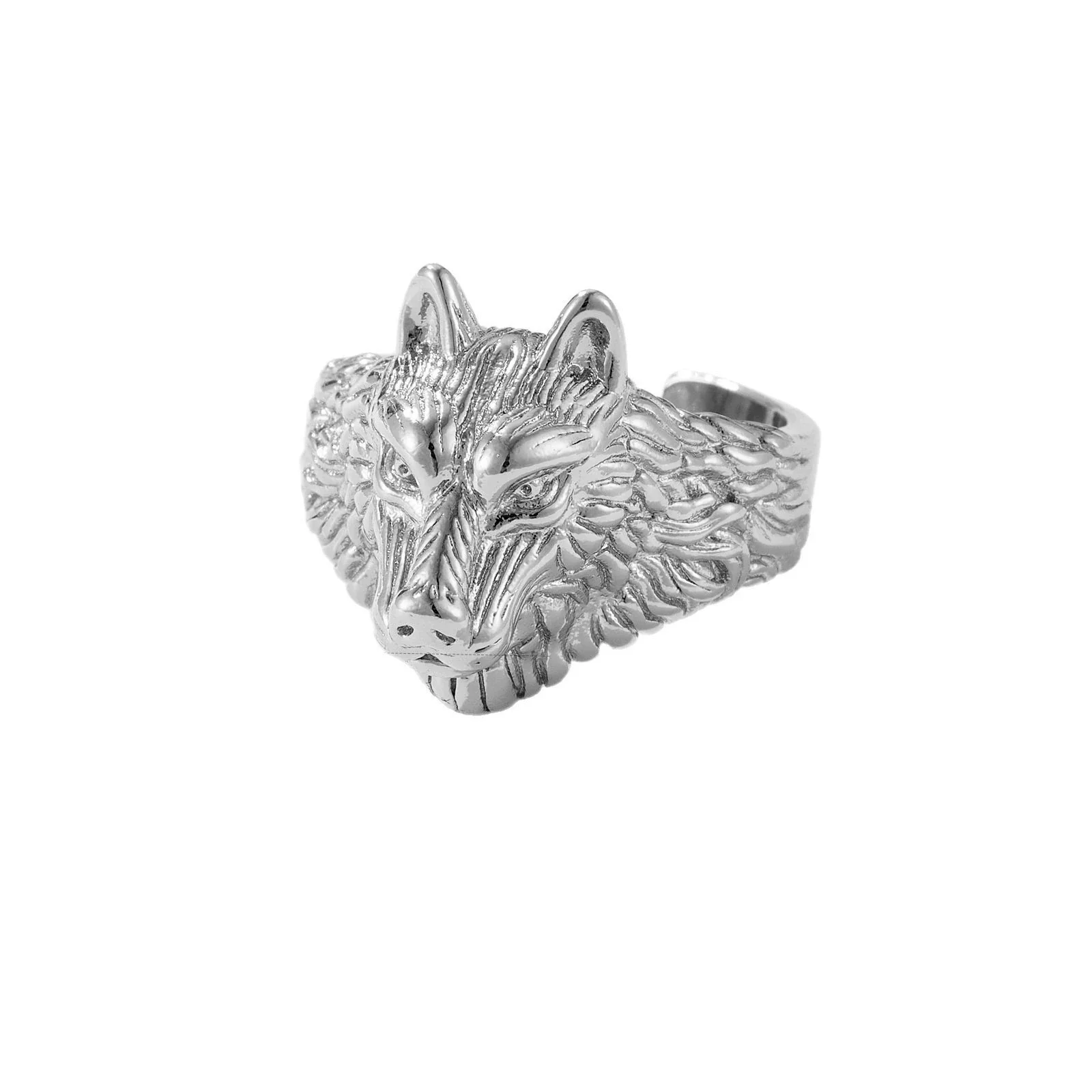Wholesale Adjustable Opening Ring Jewelry Copper Electroplated Platinum 18K Gold With Joker Animal Wolf Irregular Geometric Design For Women And Unisex - Image 5