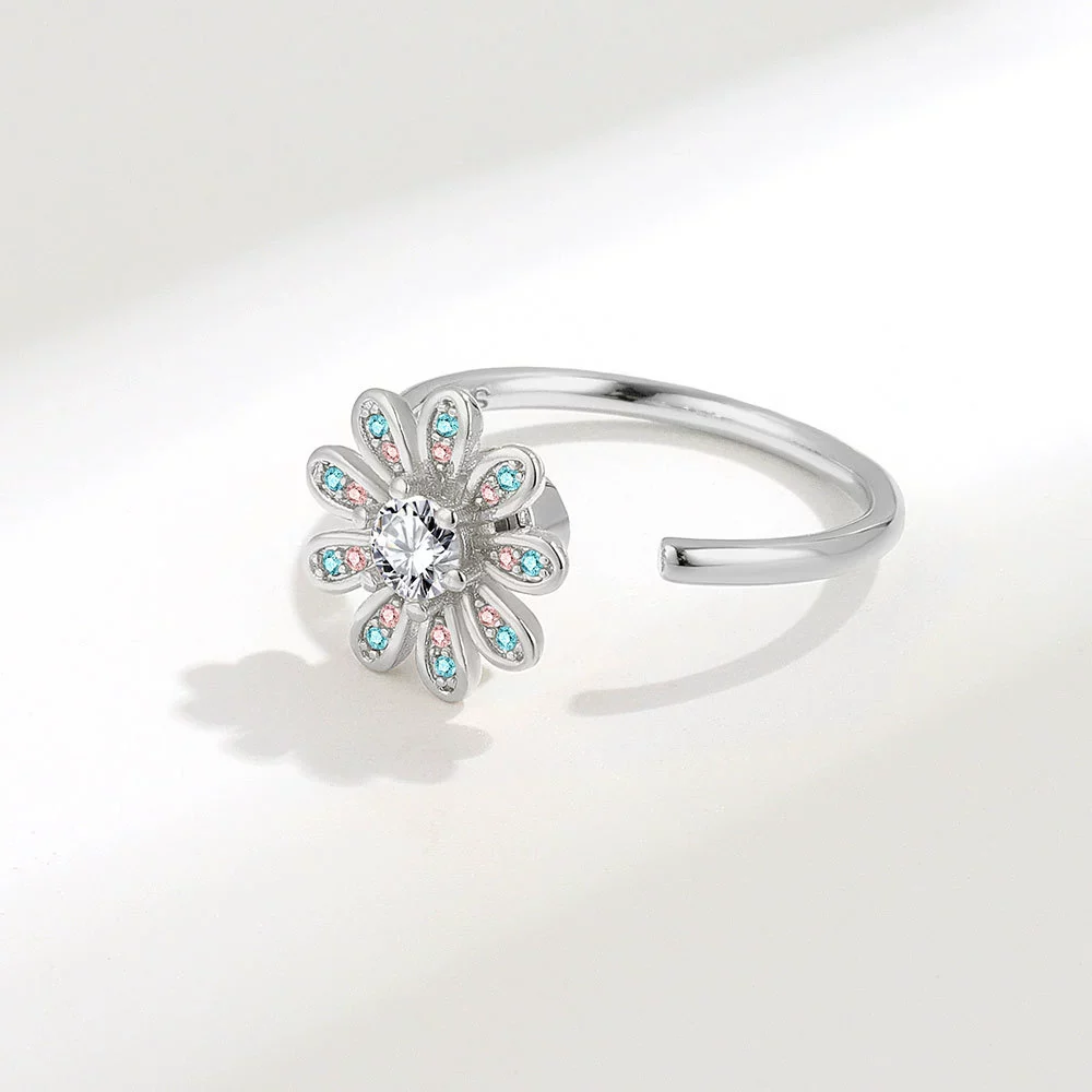 Wholesale Adjustable Sunflower Rotating Ring Copper Geometric Women's - Image 3