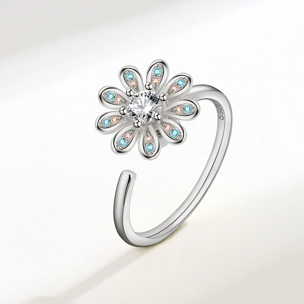 Wholesale Adjustable Sunflower Rotating Ring Copper Geometric Women's - Image 7