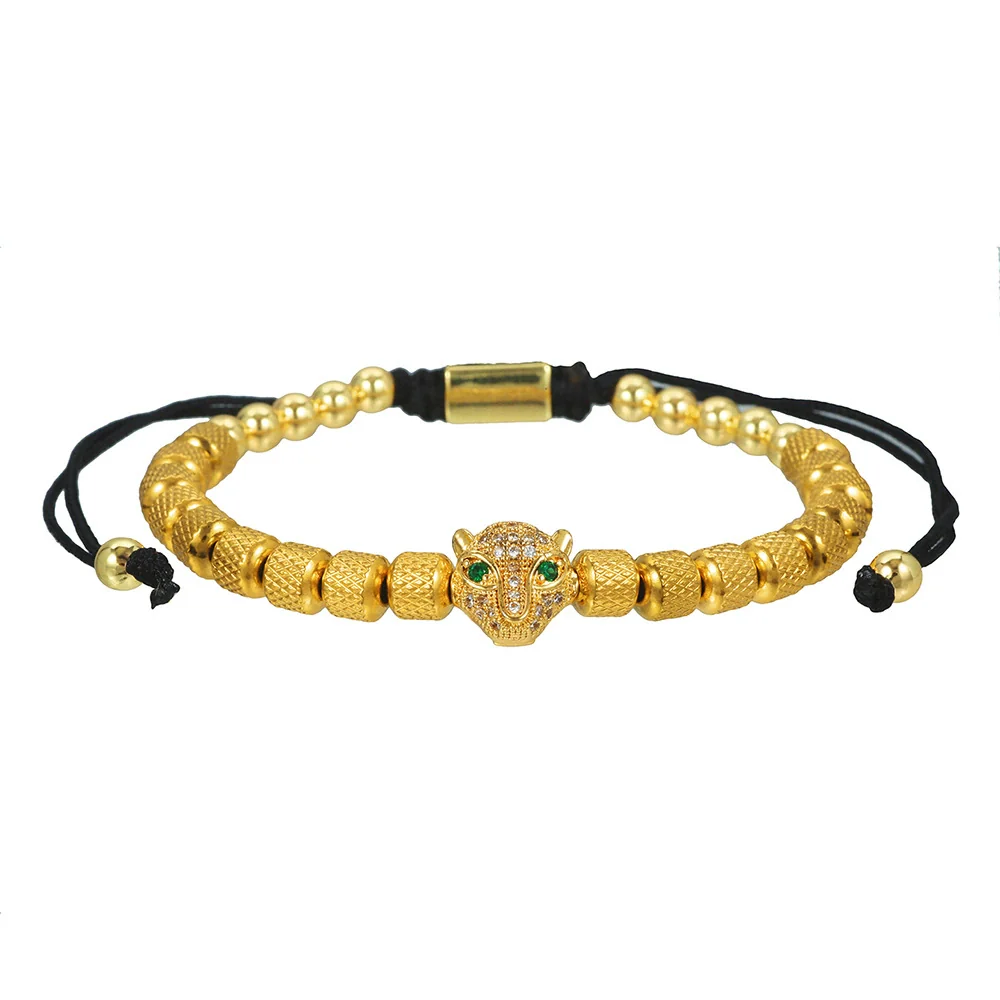 Wholesale Adjustable Woven Bracelet With Leopard Head And Pineapple Beads Copper Electroplating Geometric Style - Image 13