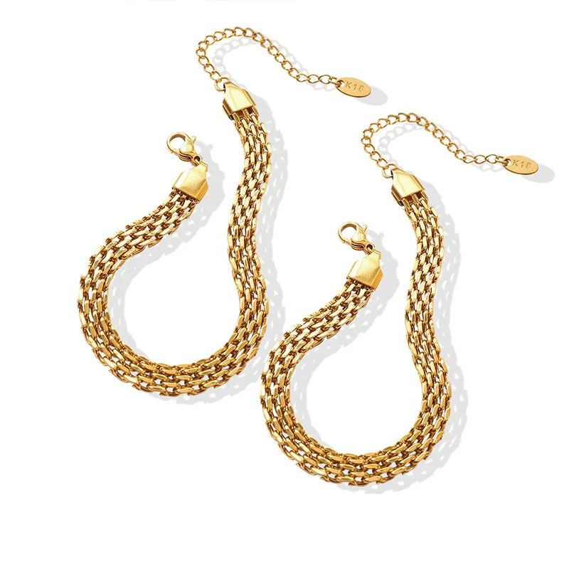 Wholesale Allmatch Geometric Titanium Steel 18K Gold Plated Bracelet For Women - Image 3