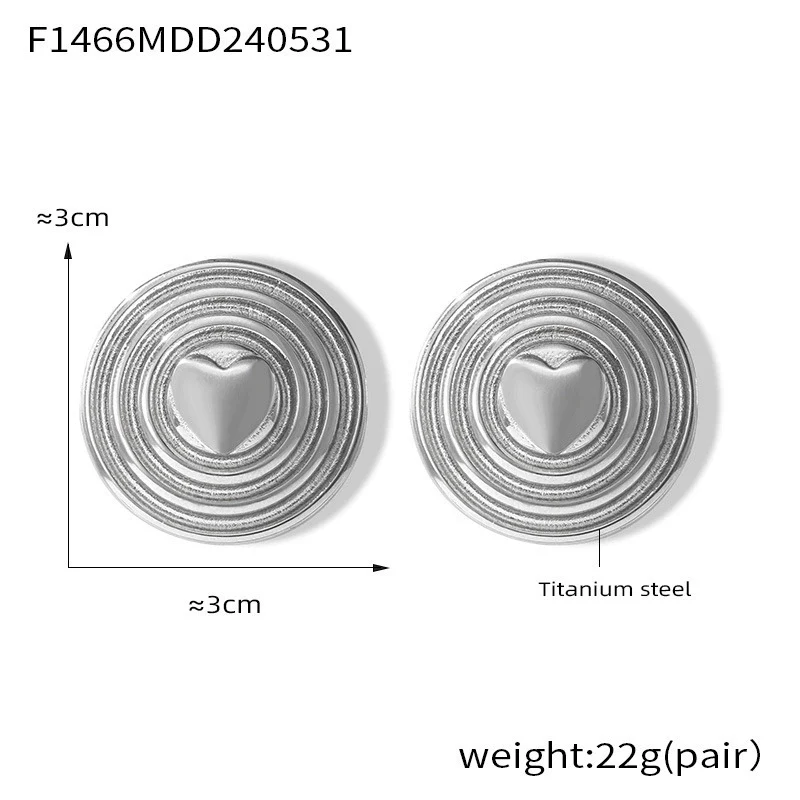 Wholesale Allmatch Heart Shape Titanium Steel Electroplated 18K Gold Earrings For Women - Image 6