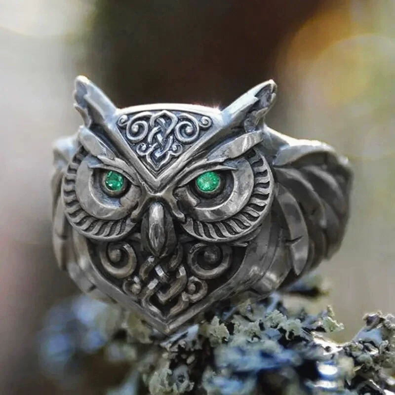 Wholesale Alloy 3D Animal Owl Ring Electroplated Punk Hip Hop Trendy Women's Ring - Image 2