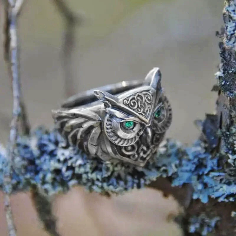 Wholesale Alloy 3D Animal Owl Ring Electroplated Punk Hip Hop Trendy Women's Ring - Image 3