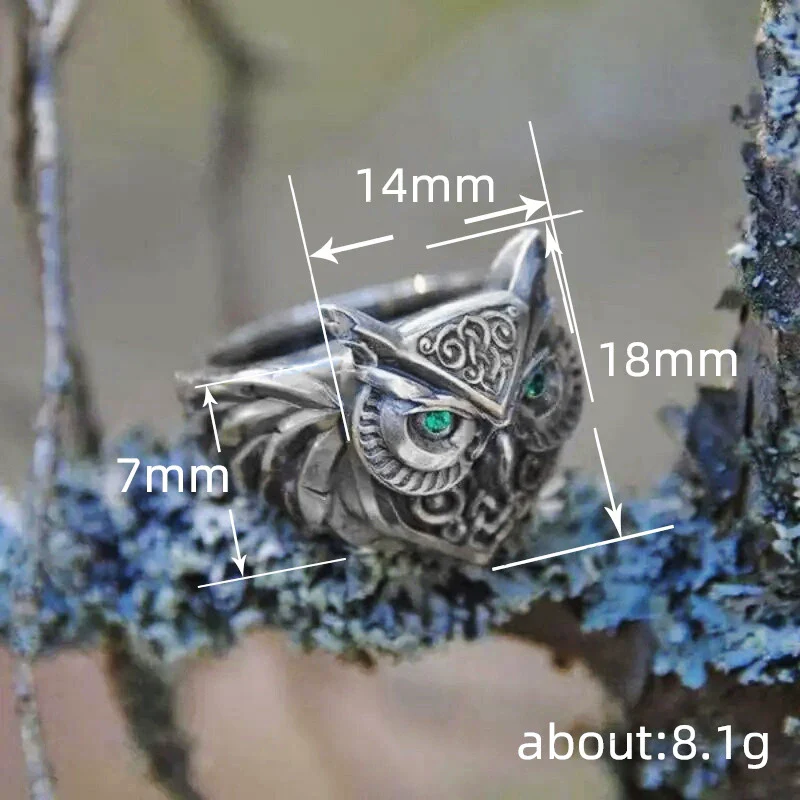 Wholesale Alloy 3D Animal Owl Ring Electroplated Punk Hip Hop Trendy Women's Ring - Image 4