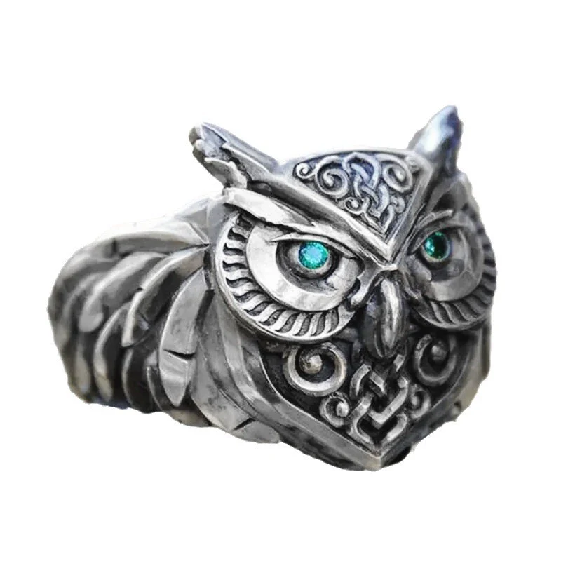 Wholesale Alloy 3D Animal Owl Ring Electroplated Punk Hip Hop Trendy Women's Ring - Image 5