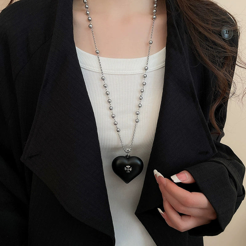 Wholesale Alloy And Resin Heart And Geometric Style Necklace Set With Diamonds For Women - Image 4