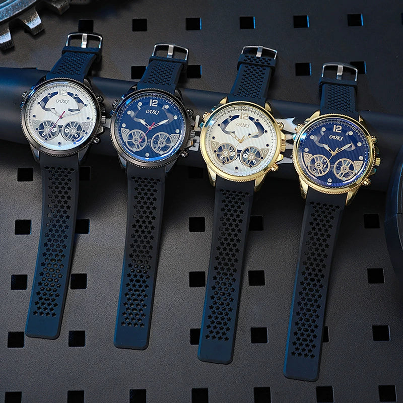 Wholesale Alloy And Silicone Men's Business Style Round Dial Quartz Watch With Sapphire Crystal Glass Mirror And Stainless Steel Doublesided Press Buckle - Image 4