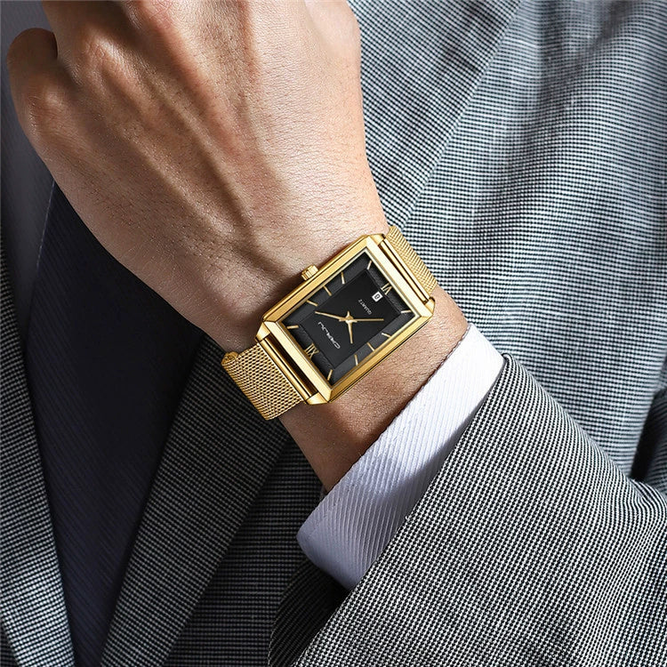 Wholesale Alloy And Stainless Steel Casual Business Fashion Men's Rectangular Dial Watch - Image 4