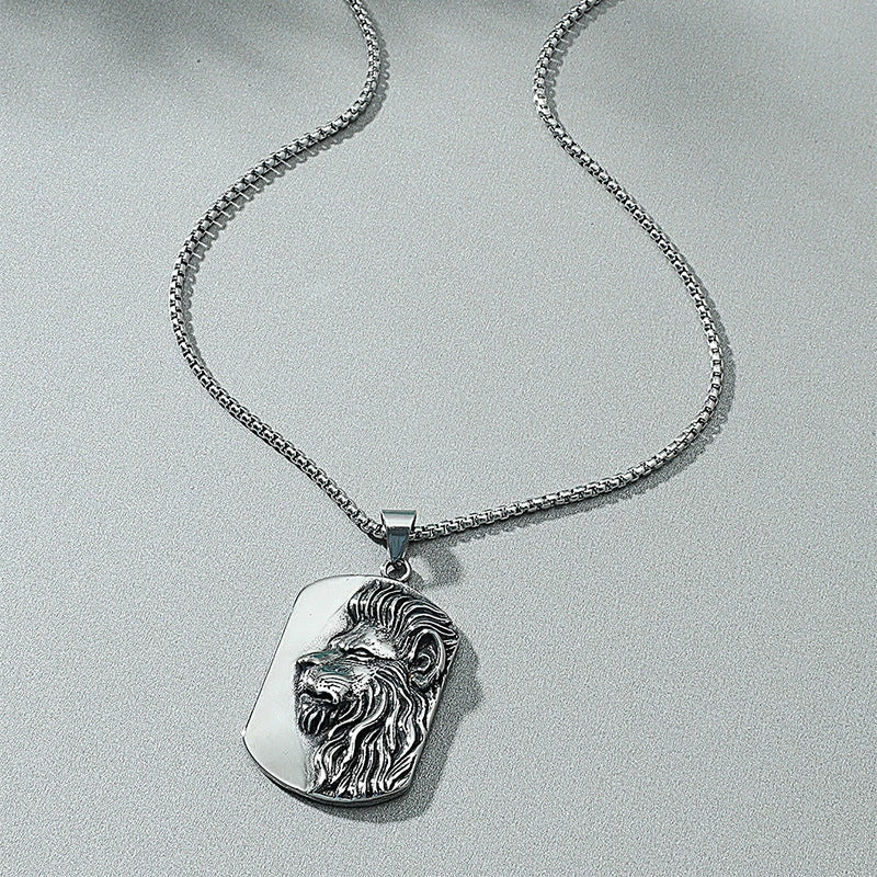 Wholesale Alloy Animal Retro Personalized Hiphop Lion Head Necklace With Electroplating For Men - Image 4