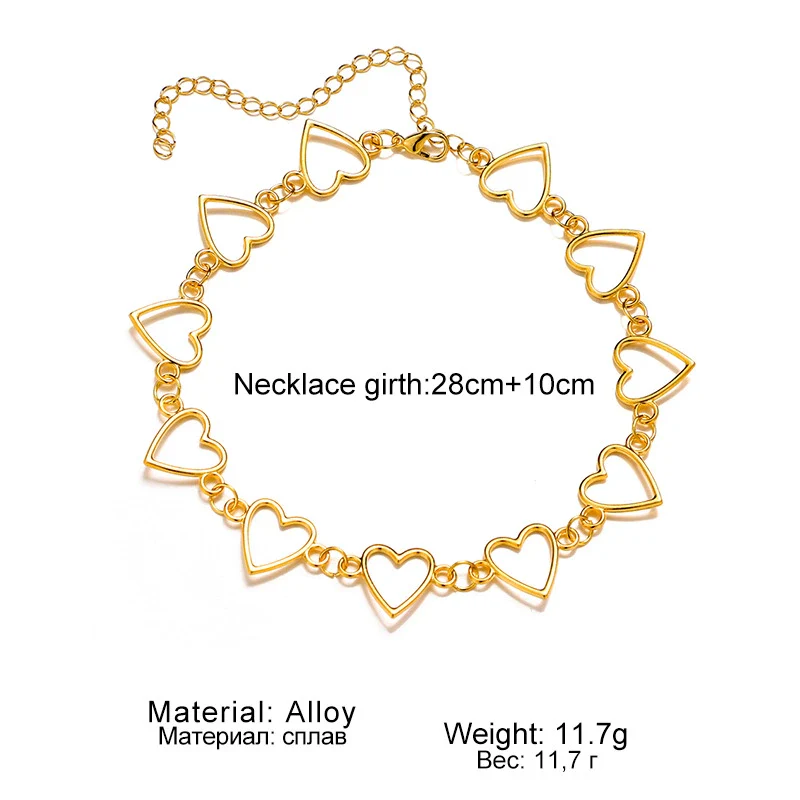 Wholesale Alloy Ball Chain Retro Geometric Heart Hollow Love Necklace With Electroplating - Image 5