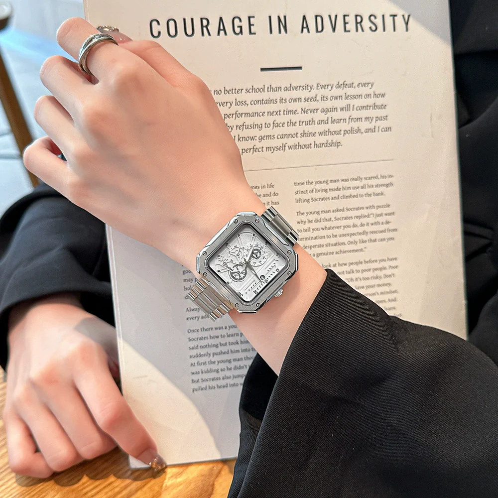 Wholesale Alloy Band Square Casual Watch With Stainless Steel Buckle