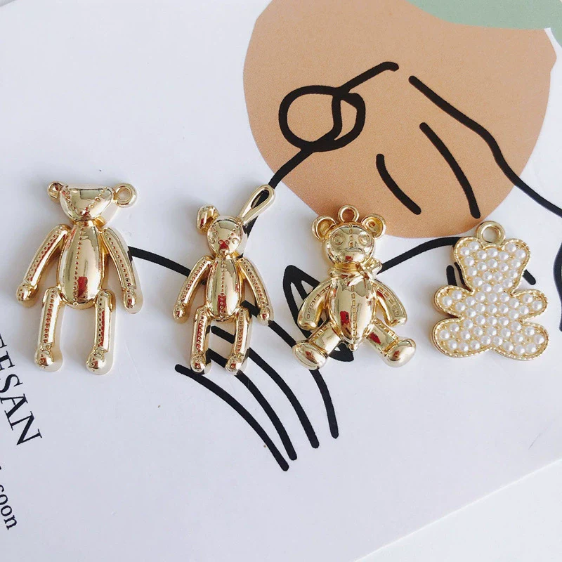 Wholesale Alloy Bear Rose Pendant Earrings Jewelry Accessories - Image 3