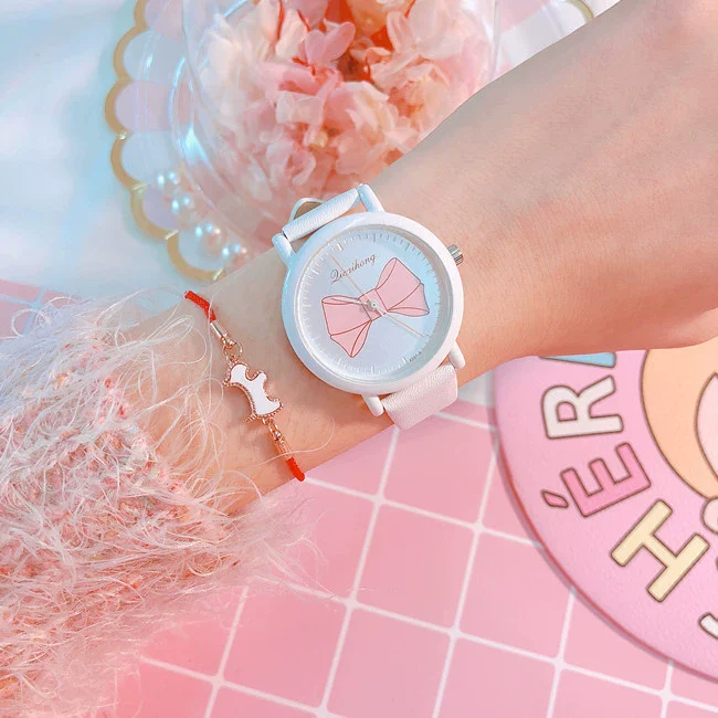 Wholesale Alloy Case Imitation Leather Strap Stainless Steel Buckle Round Dial Cartoon Style Heart Shaped Female Watch - Image 12